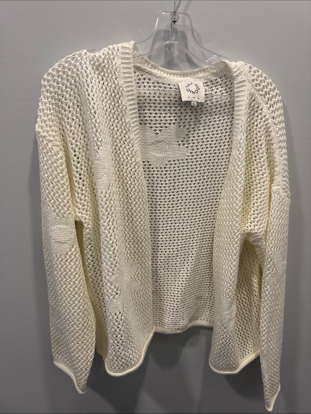 lili sidonio Open-Knit Cream Cardigan